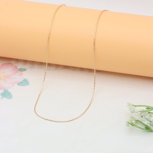 "Minimal Rose Gold Brass Chain Necklace with Spring Ring Clasp, XPNL0324 - Picture 1 of 10